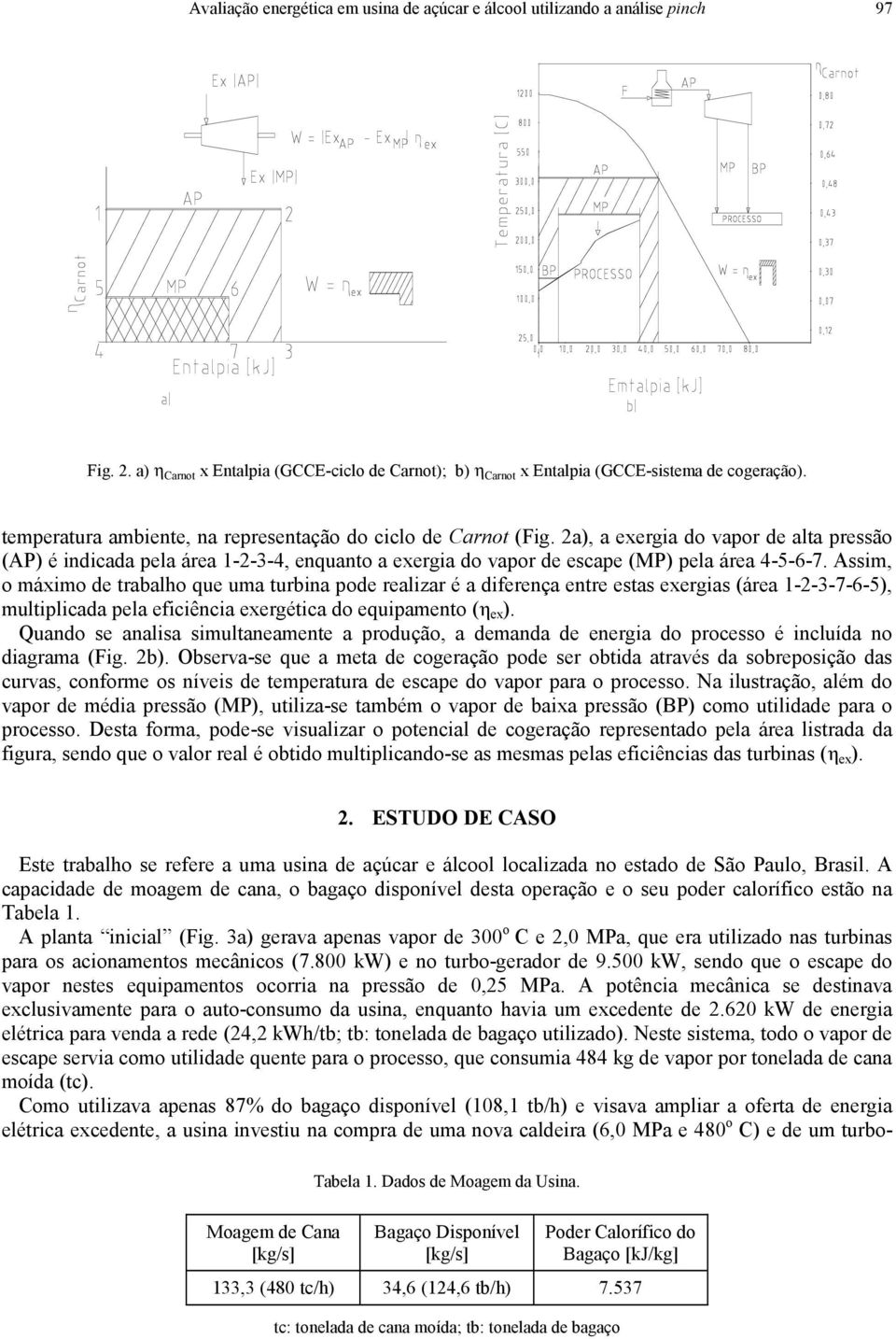 Assim, o máximo de trabalho que uma turbina pode realizar é a diferença entre estas exergias (área 1-2-3-7-6-5), multiplicada pela eficiência exergética do equipamento (η ex ).