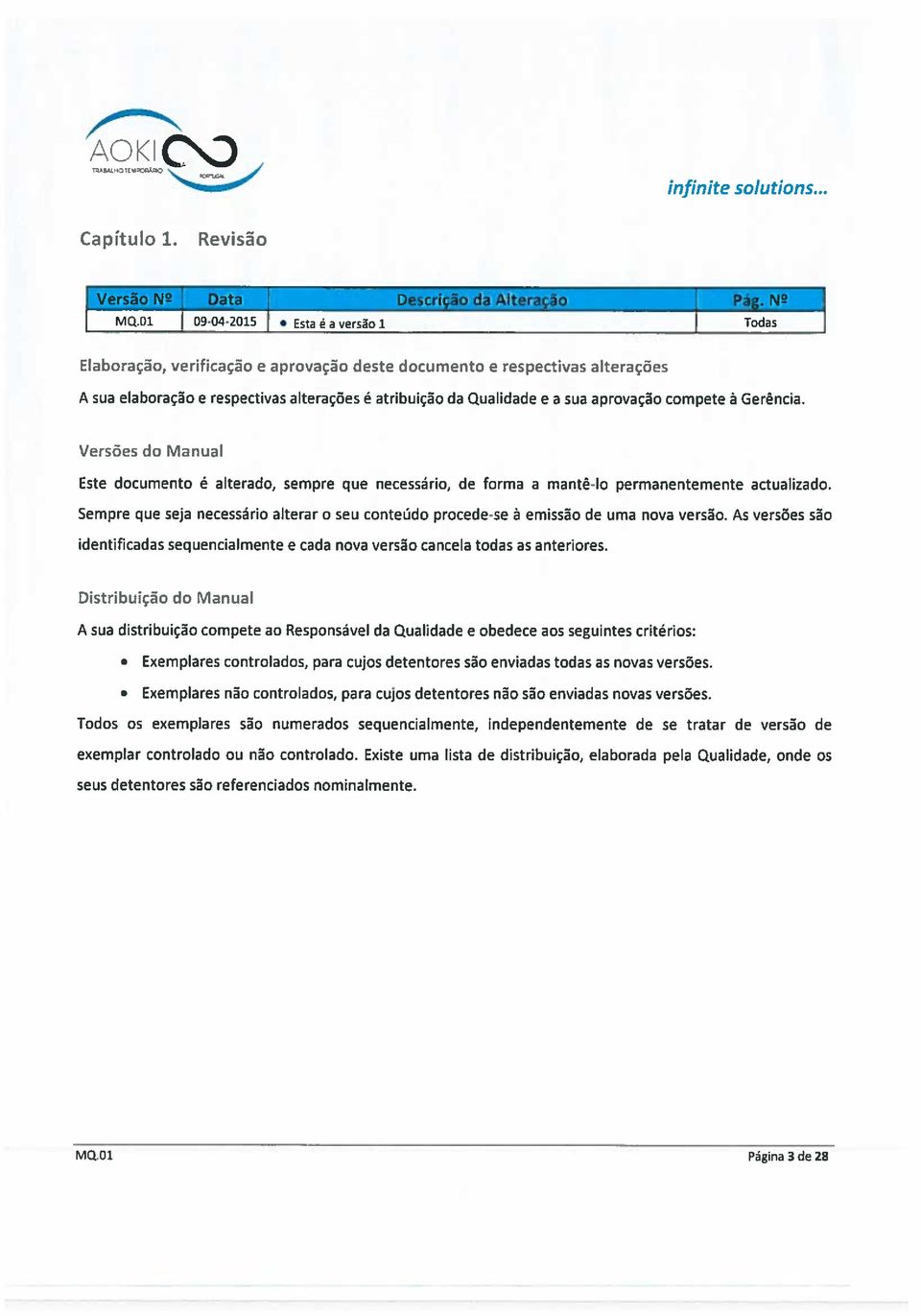 aprovação compete à Gerência. Versões do Manual Este documento é alterado, sempre que necessário, de forma a mantê-lo permanentemente actualizado.