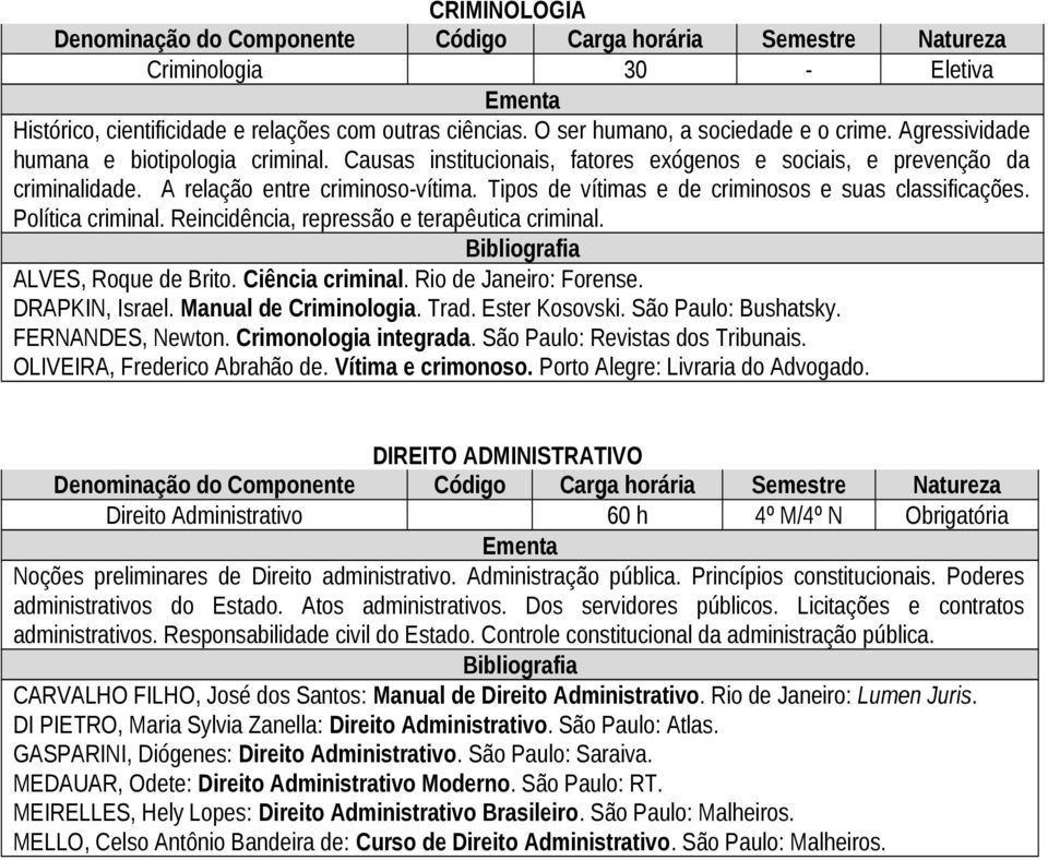 Reincidência, repressão e terapêutica criminal. ALVES, Roque de Brito. Ciência criminal. Rio de Janeiro: Forense. DRAPKIN, Israel. Manual de Criminologia. Trad. Ester Kosovski. São Paulo: Bushatsky.