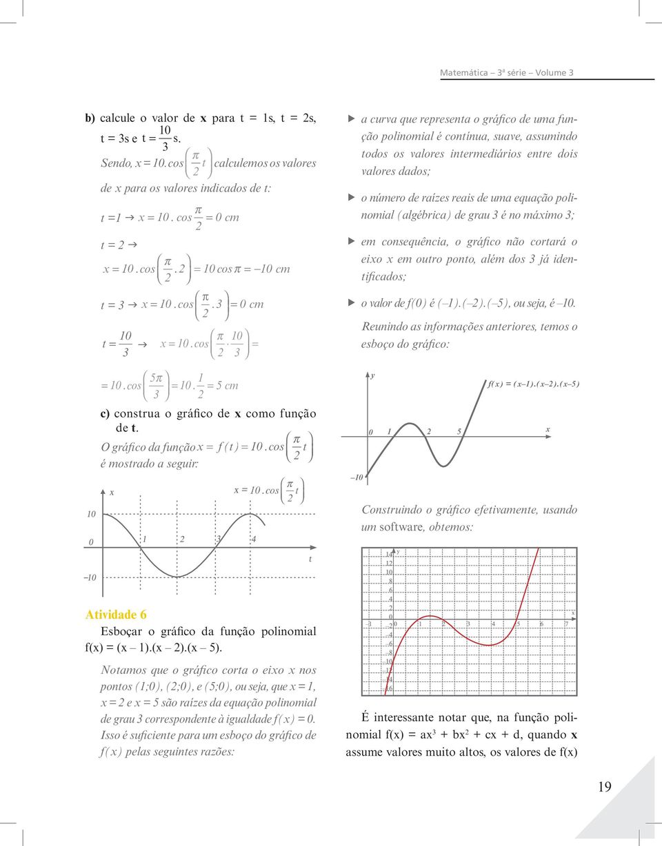 0 cos π f a curva que represena o gráfico de uma função polinomial é conínua, suave, assumindo odos os valores inermediários enre dois valores dados; f o número de raízes reais de uma equação