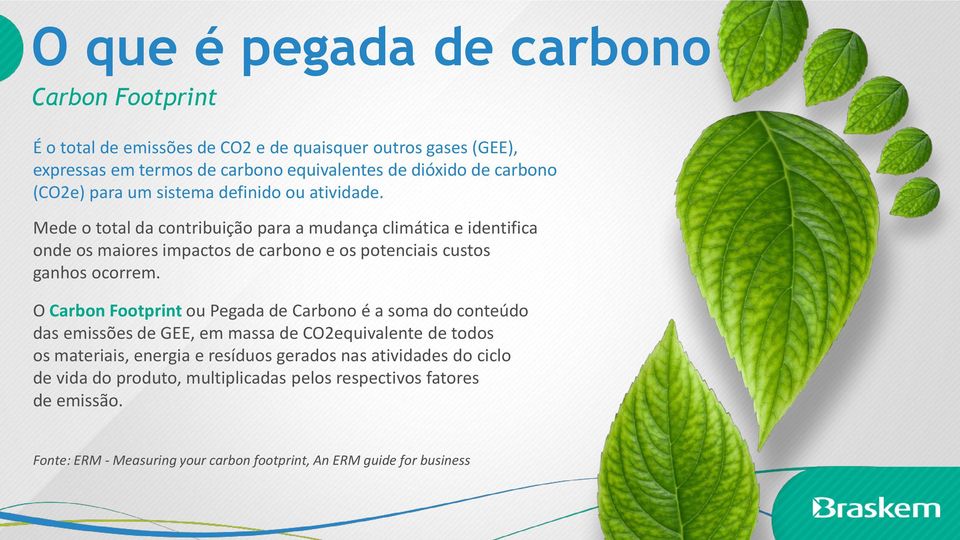 Mede o total da contribuição para a mudança climática e identifica onde os maiores impactos de carbono e os potenciais custos ganhos ocorrem.