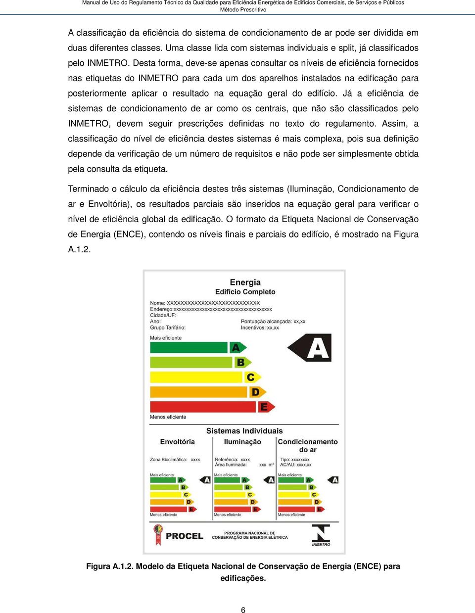 equação geral do edifício. Já a eficiência de sistemas de condicionamento de ar como os centrais, que não são classificados pelo INMETRO, devem seguir prescrições definidas no texto do regulamento.