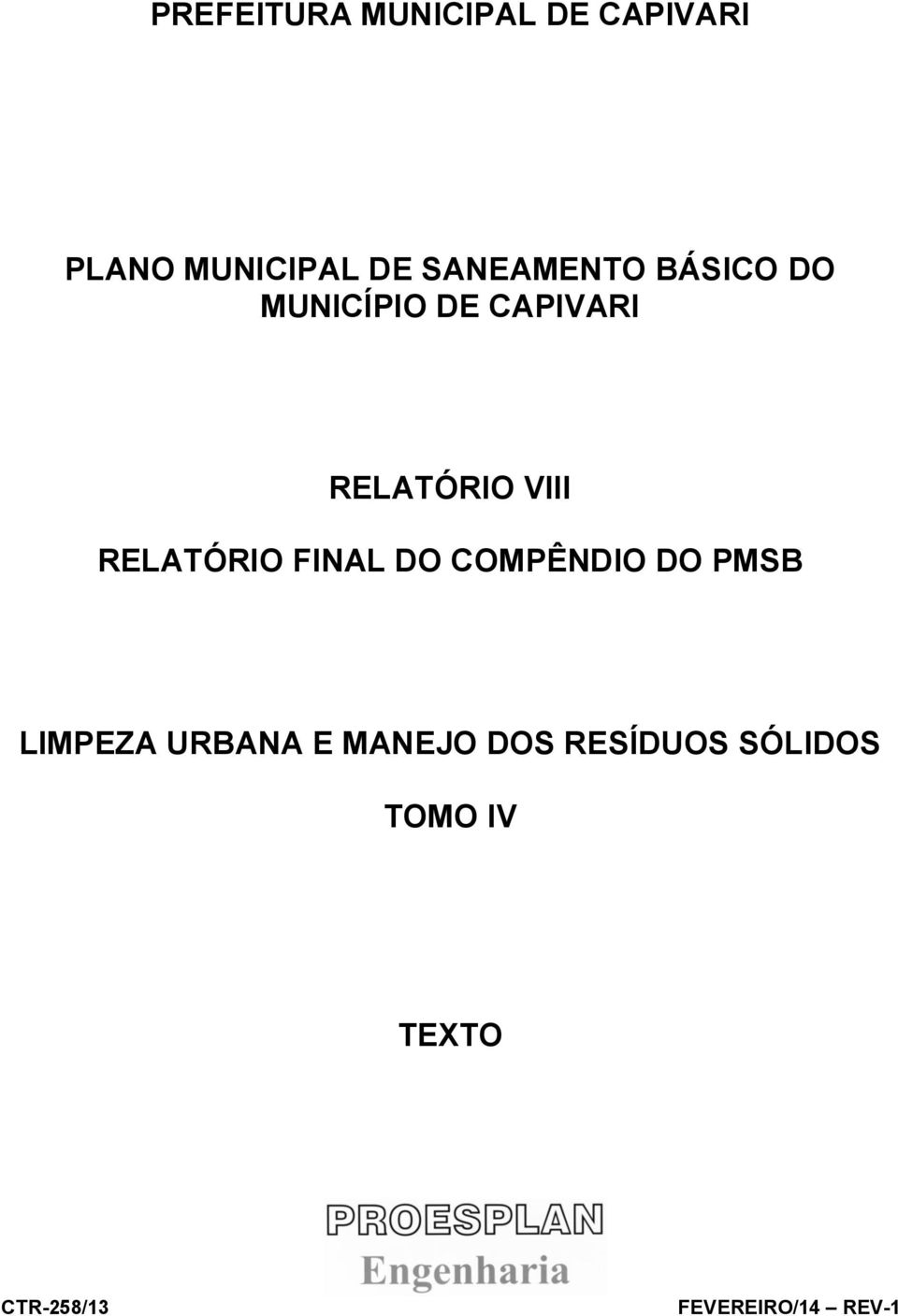 RELATÓRIO FINAL DO COMPÊNDIO DO PMSB LIMPEZA URBANA E