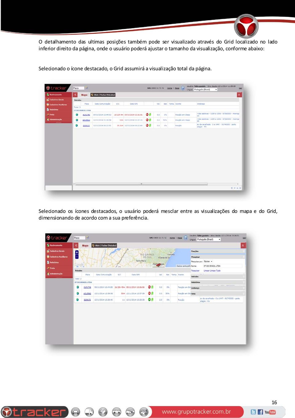 ícone destacado, o Grid assumirá a visualização total da página.