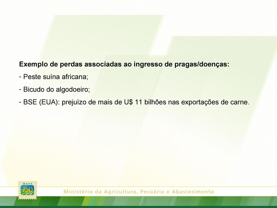 Bicudo do algodoeiro; - BSE (EUA): prejuízo