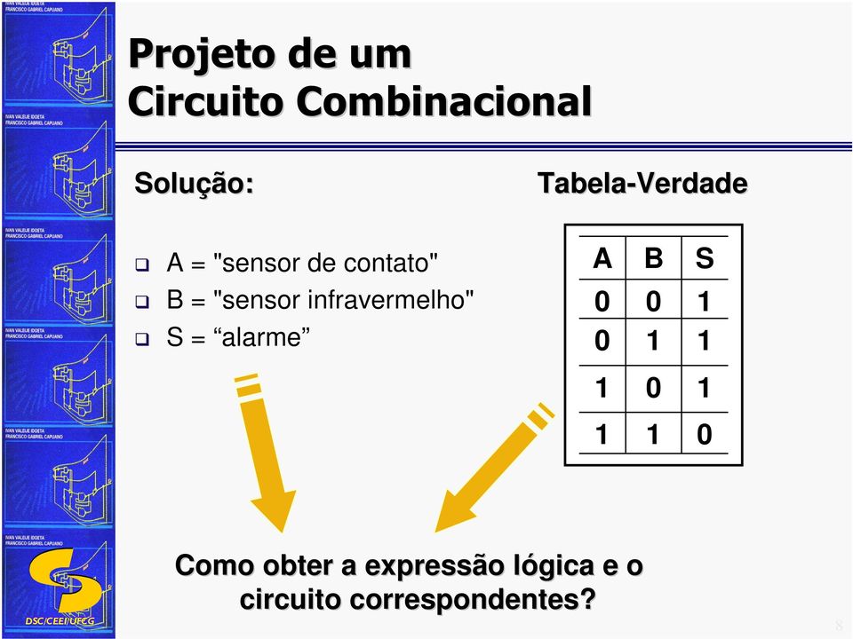 "sensor infravermelho" S = alarme A B S Como