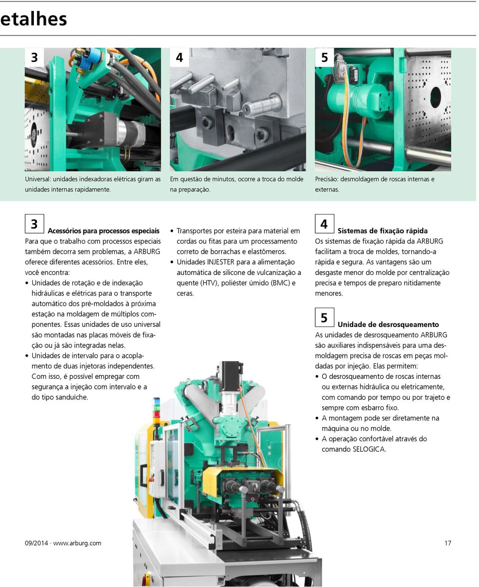 3 Acessórios para processos especiais Para que o trabalho com processos especiais também decorra sem problemas, a ARBURG oferece diferentes acessórios.