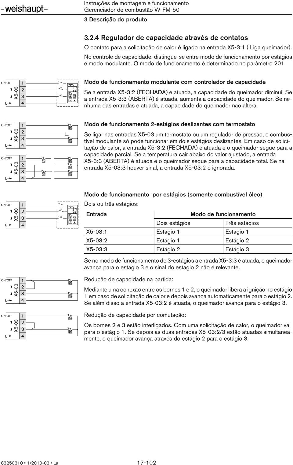 No controle de capacdade, dstngue-se entre modo de funconamento por estágos e modo modulante. O modo de funconamento é determnado no parâmetro 201.