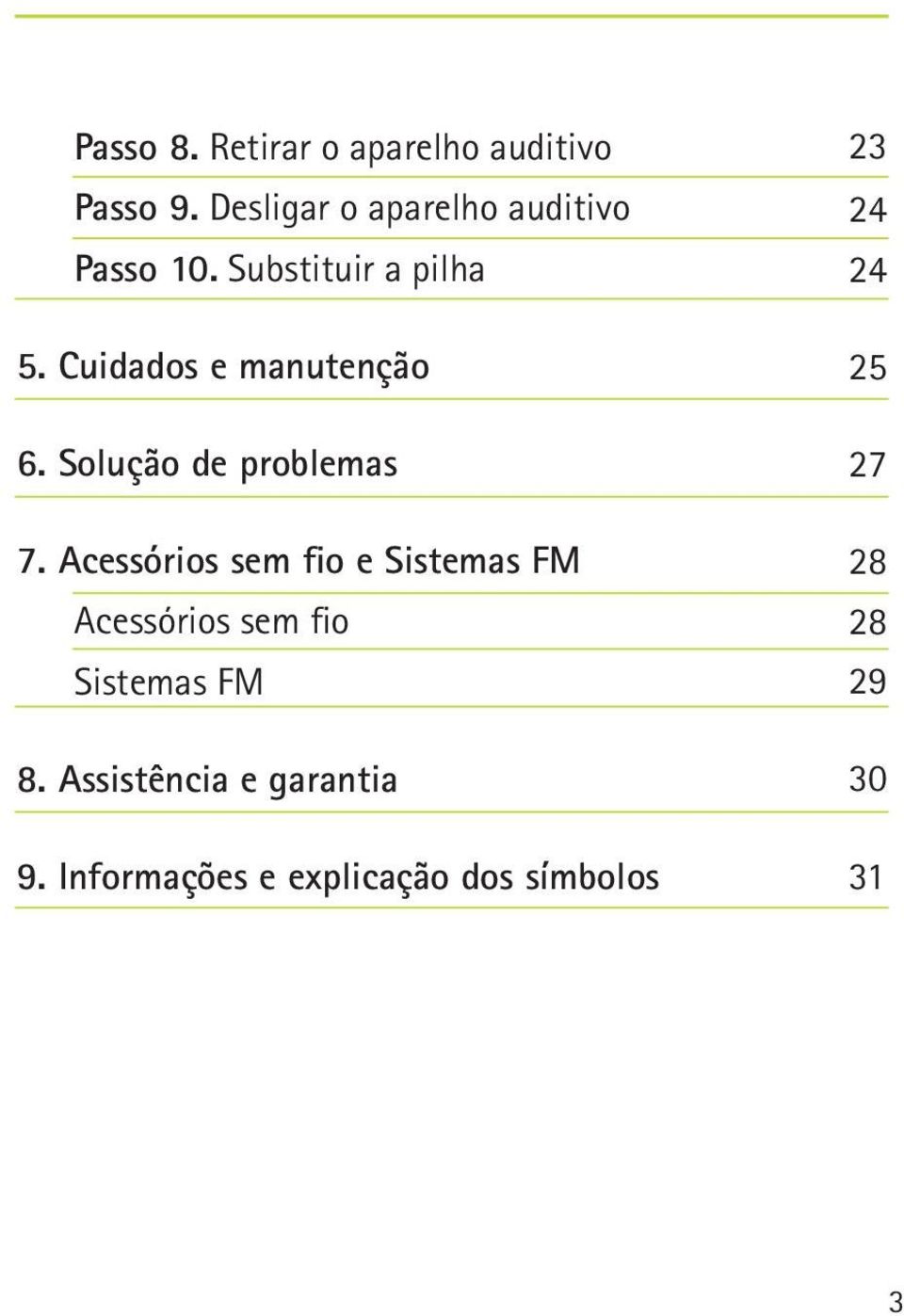 Cuidados e manutenção 6. Solução de problemas 7.