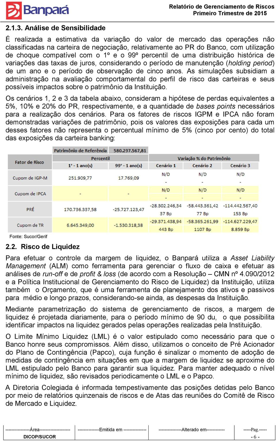 compatível com o 1º e o 99º percentil de uma distribuição histórica de variações das taxas de juros, considerando o período de manutenção (holding period) de um ano e o período de observação de cinco