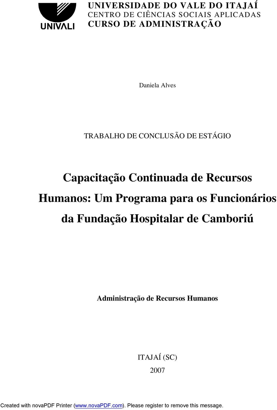 Continuada de Recursos Humanos: Um Programa para os Funcionários da