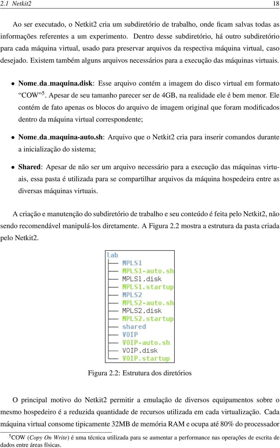 Existem também alguns arquivos necessários para a execução das máquinas virtuais. Nome da maquina.disk: Esse arquivo contém a imagem do disco virtual em formato COW 5.