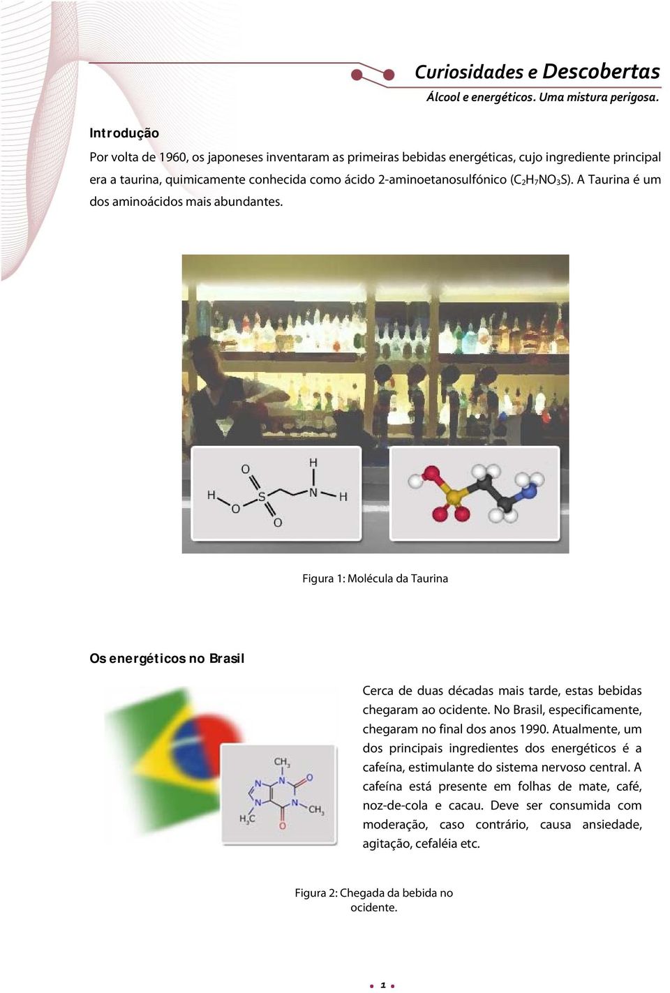 No Brasil, especificamente, chegaram no final dos anos 1990. Atualmente, um dos principais ingredientes dos energéticos é a cafeína, estimulante do sistema nervoso central.