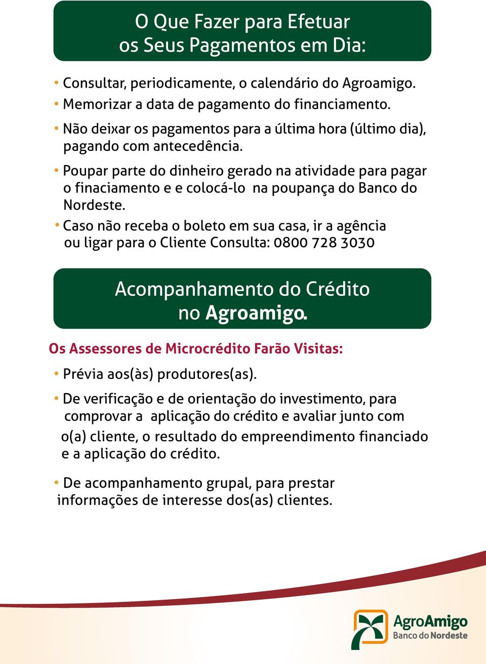 Poupar parte do dinheiro gerado na atividade para pagar o finaciamento e e colocá-lo na poupança do Banco do Nordeste.