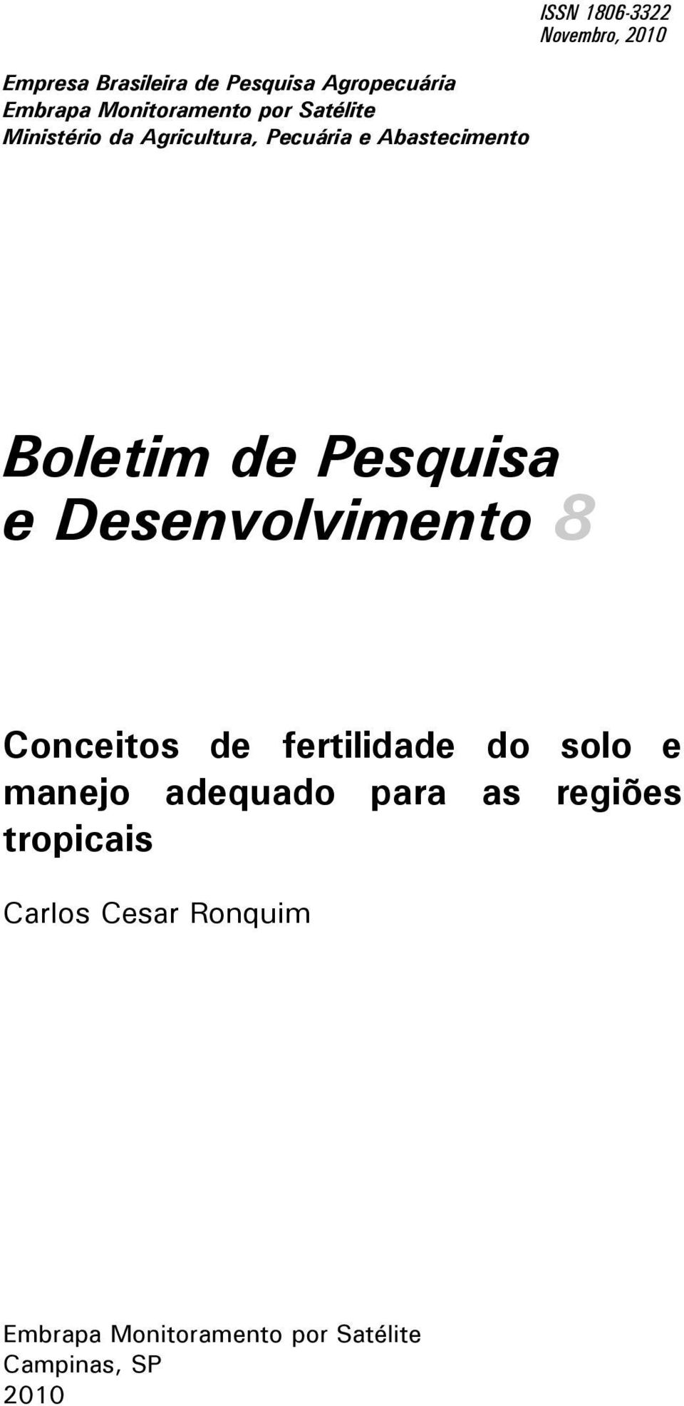 Boletim de Pesquisa e Desenvolvimento 8 Conceitos de fertilidade do solo e manejo