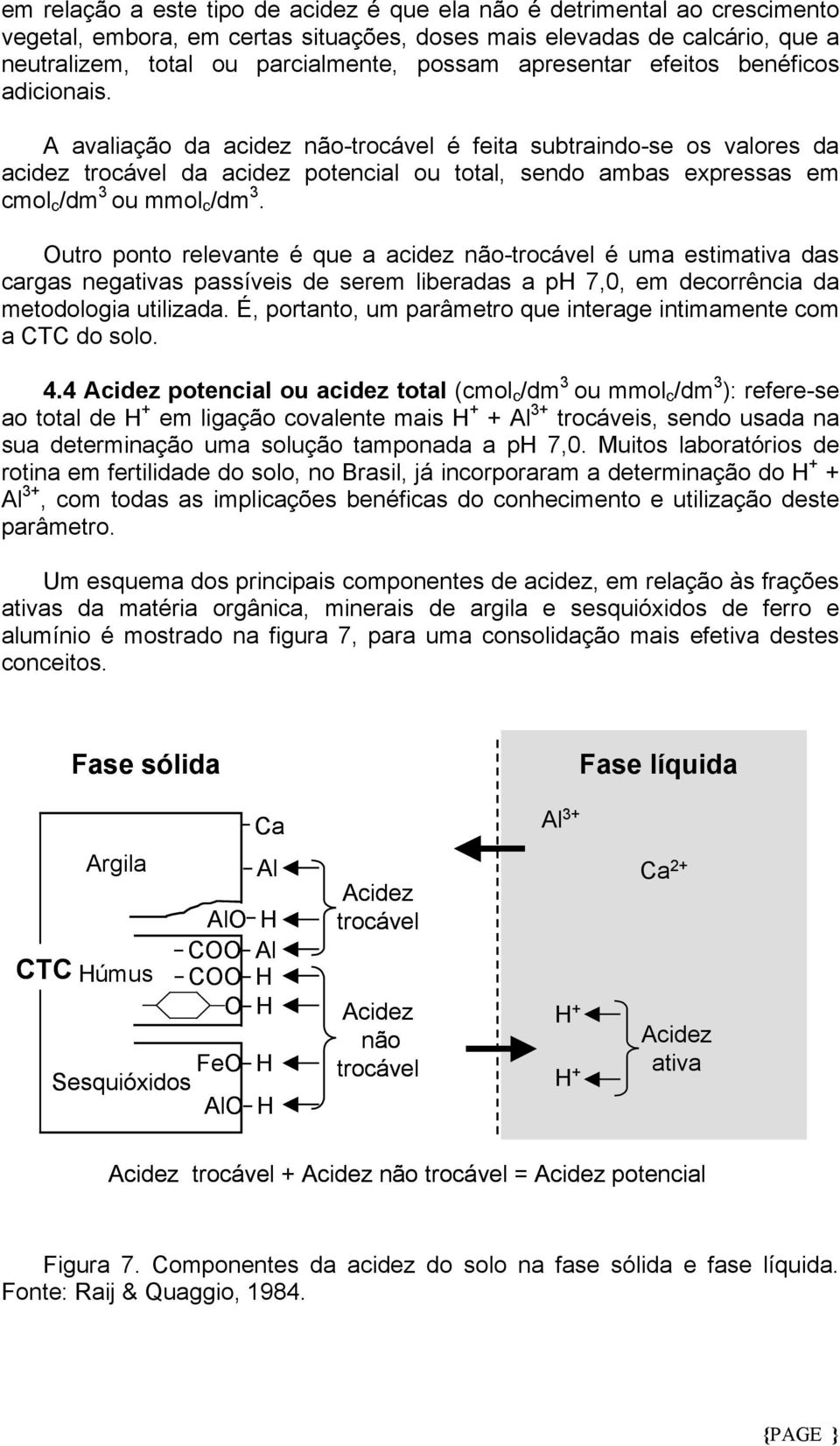 A avaliação da acidez não-trocável é feita subtraindo-se os valores da acidez trocável da acidez potencial ou total, sendo ambas expressas em cmol c /dm 3 ou mmol c /dm 3.