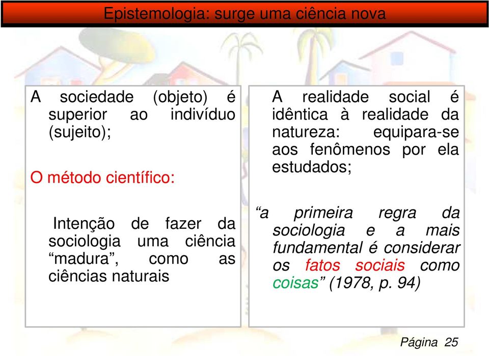 social é idêntica à realidade da natureza: equipara-se aos fenômenos por ela estudados; a primeira