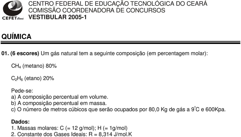 a) A composição percentual em volume. b) A composição percentual em massa.