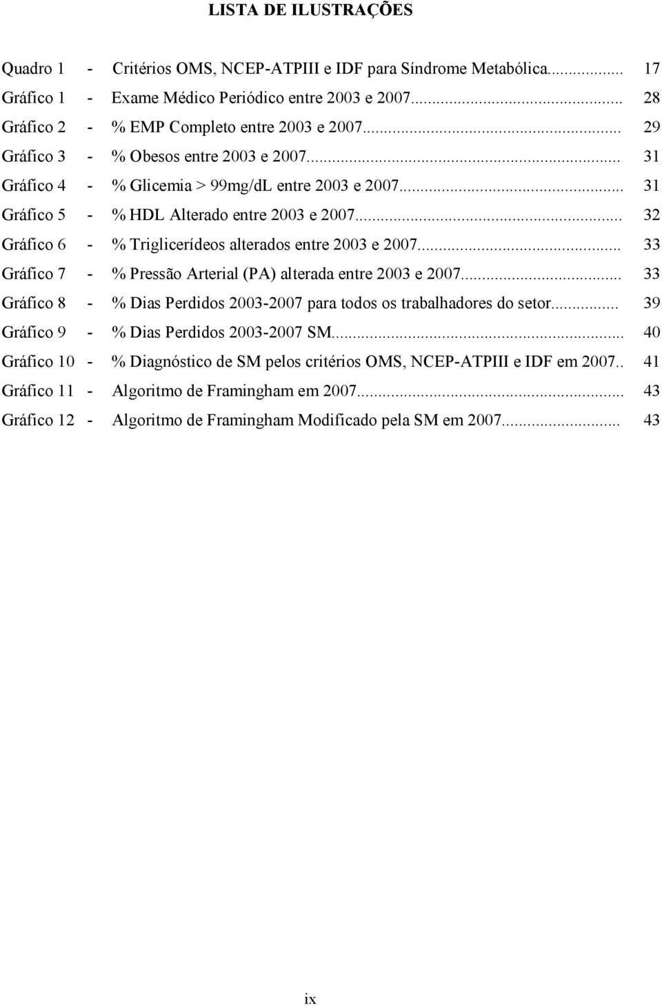 .. 32 Gráfico 6 - % Triglicerídeos alterados entre 2003 e 2007... 33 Gráfico 7 - % Pressão Arterial (PA) alterada entre 2003 e 2007.