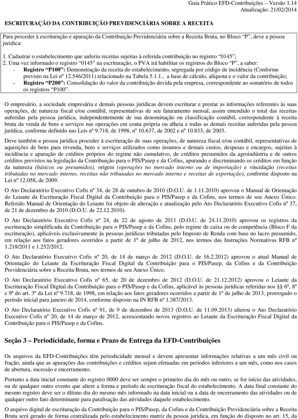 Cadastrar o estabelecimento que auferiu receitas sujeitas à referida contribuição no registro 0145 ; 2.