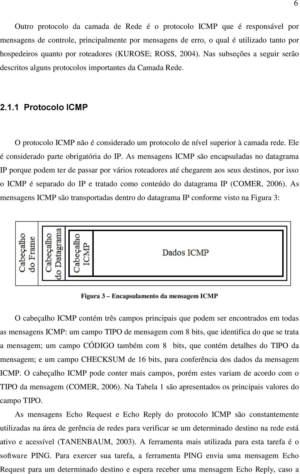 1 Protocolo ICMP O protocolo ICMP não é considerado um protocolo de nível superior à camada rede. Ele é considerado parte obrigatória do IP.