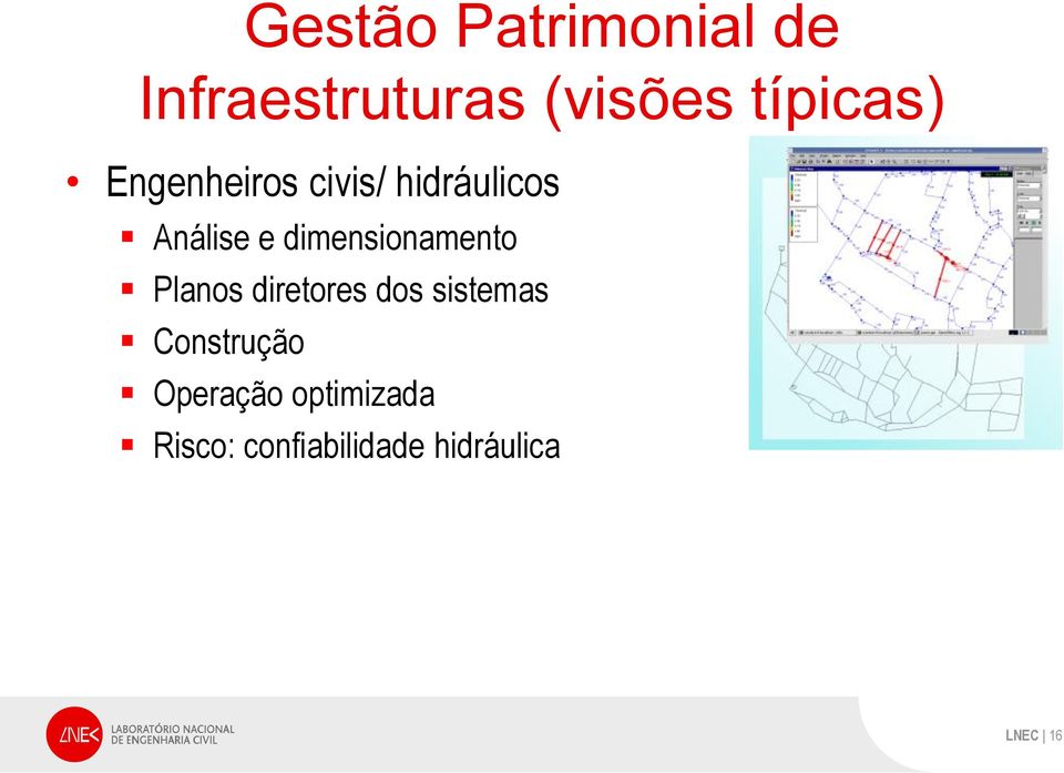 dimensionamento Planos diretores dos sistemas