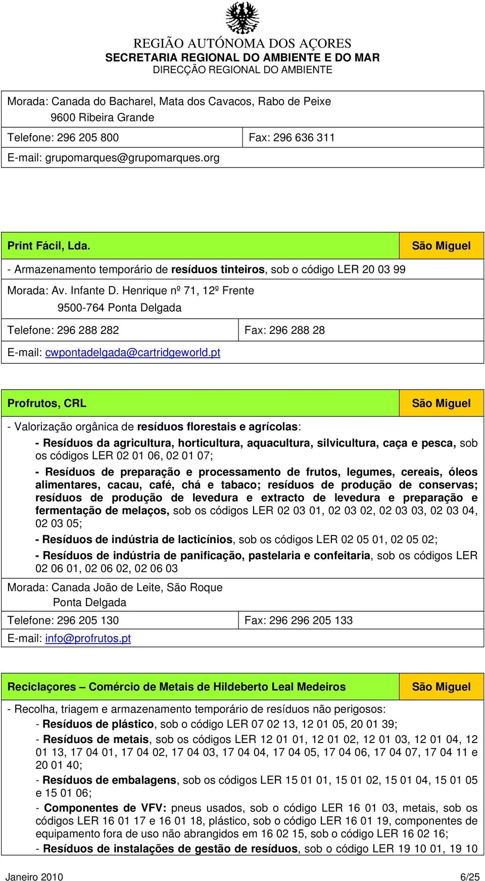 Henrique nº 71, 12º Frente 9500-764 Ponta Delgada Telefone: 296 288 282 Fax: 296 288 28 cwpontadelgada@cartridgeworld.