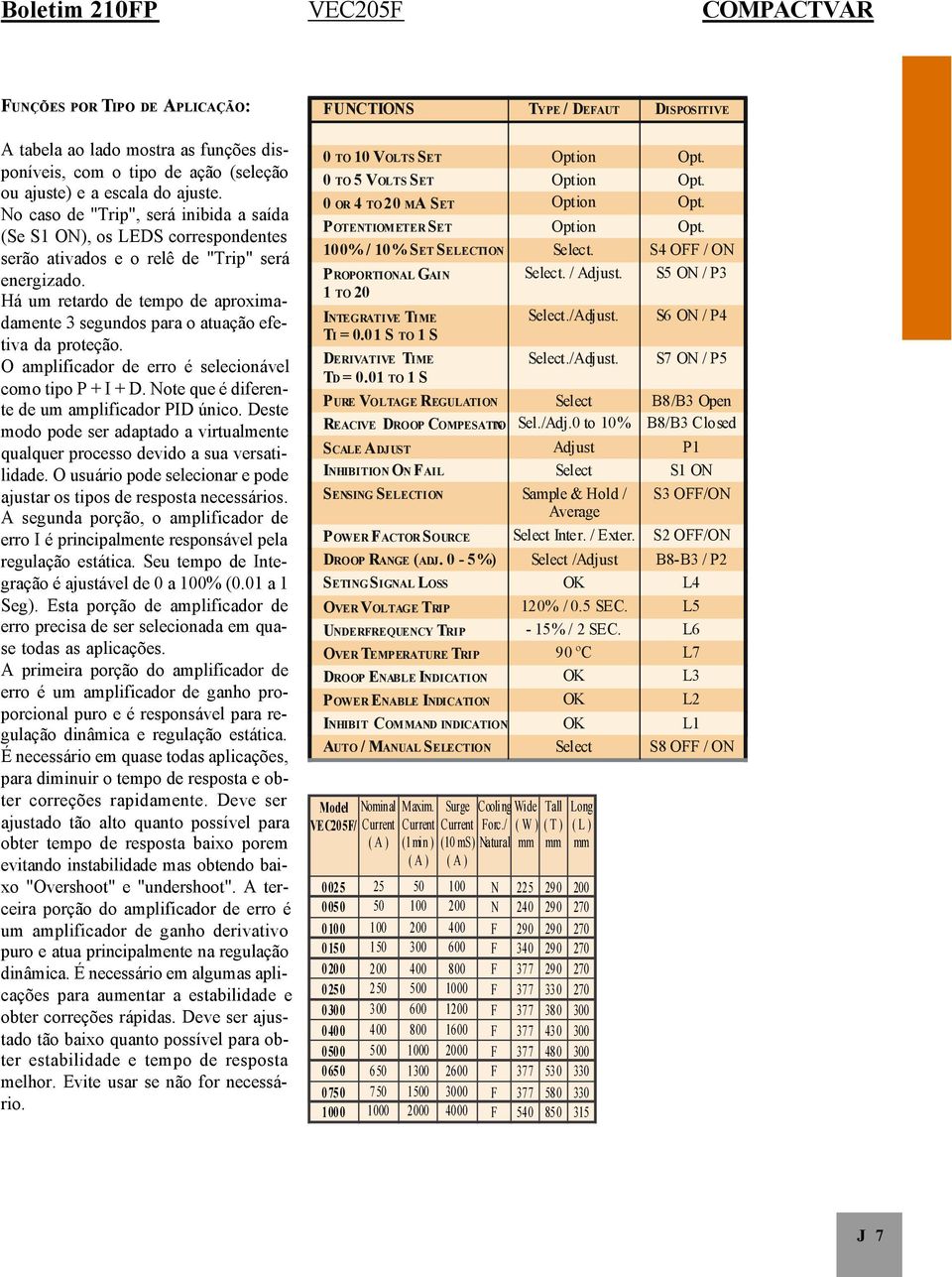 Há um retardo de tempo de aproximadamente 3 segundos para o atuação efetiva da proteção. O amplificador de erro é selecionável como tipo P + I + D. Note que é diferente de um amplificador PID único.