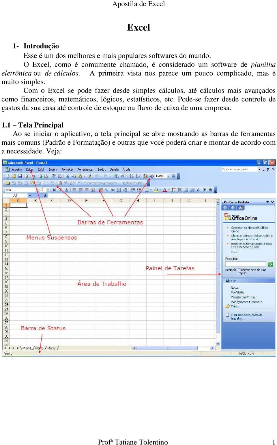 Com o Excel se pode fazer desde simples cálculos, até cálculos mais avançados como financeiros, matemáticos, lógicos, estatísticos, etc.