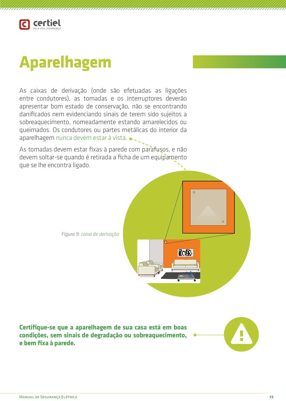 Os condutores ou partes metálicas do interior da aparelhagem nunca devem estar à vista.