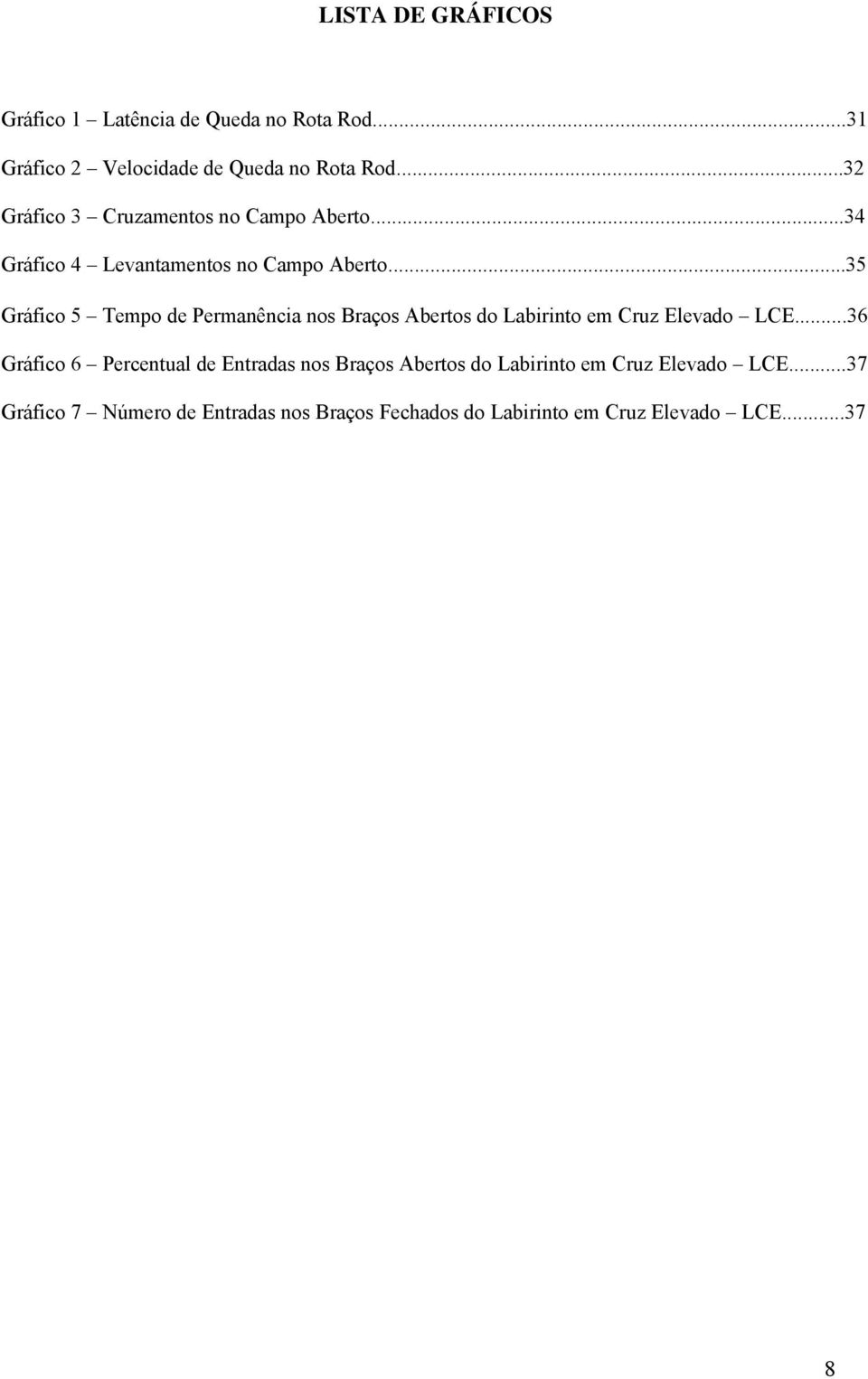 ..35 Gráfico 5 Tempo de Permanência nos Braços Abertos do Labirinto em Cruz Elevado LCE.