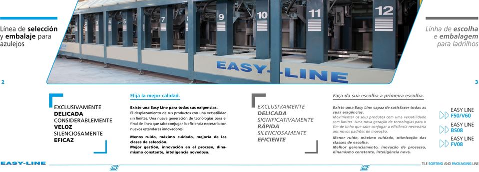 Una nueva generación de tecnologías para el final de línea que sabe conjugar la eficiencia necesaria con nuevos estándares innovadores. Menos ruido, máximo cuidado, mejoría de las clases de selección.