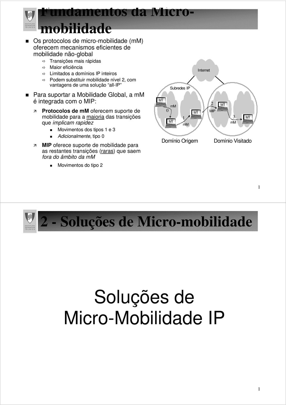 suporte de mobilidade para a maioria das transições que implicam rapidez Movimentos dos tipos e Adicionalmente, tipo 0 MIP oferece suporte de mobilidade para as restantes transições