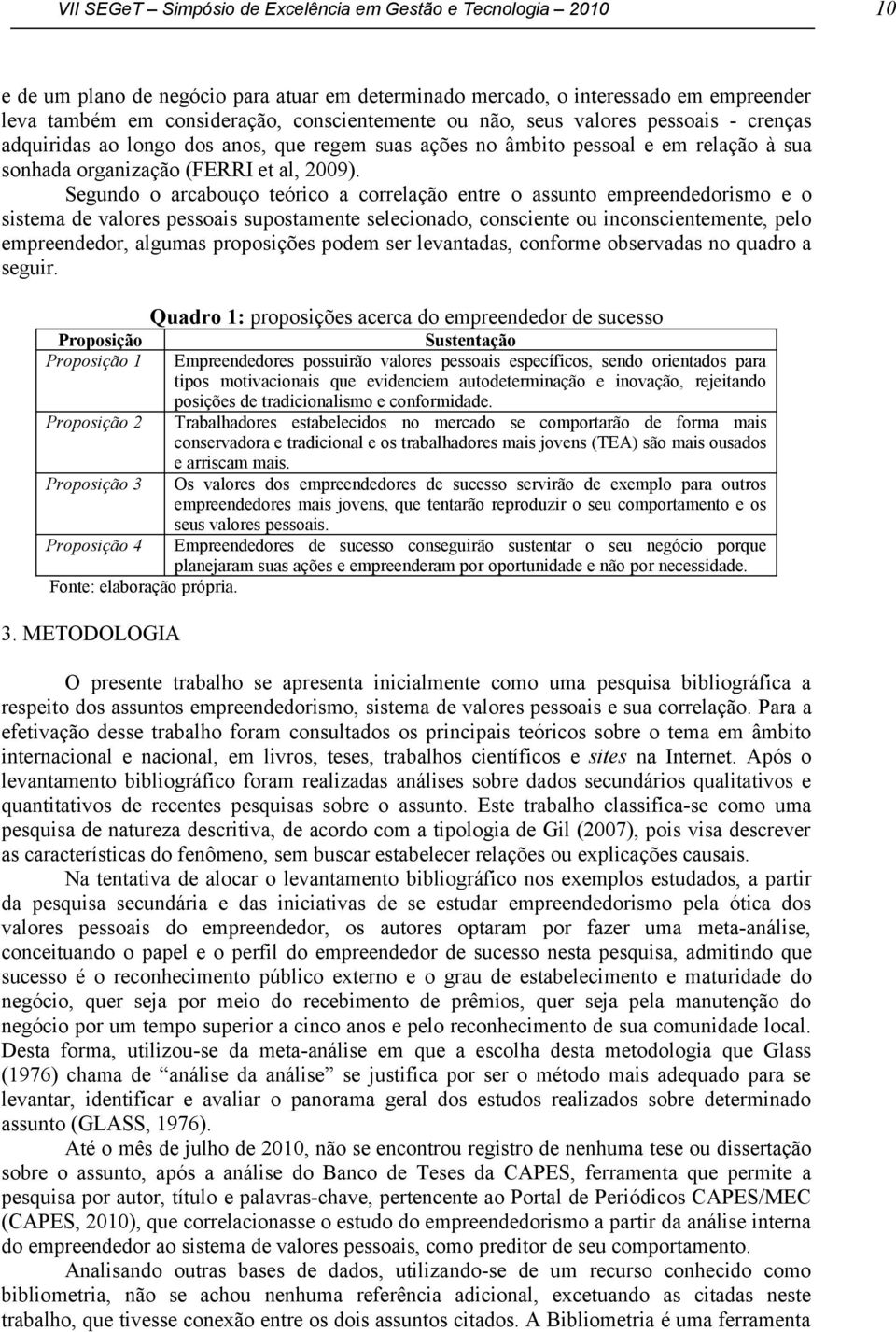 Segundo o arcabouço teórico a correlação entre o assunto empreendedorismo e o sistema de valores pessoais supostamente selecionado, consciente ou inconscientemente, pelo empreendedor, algumas