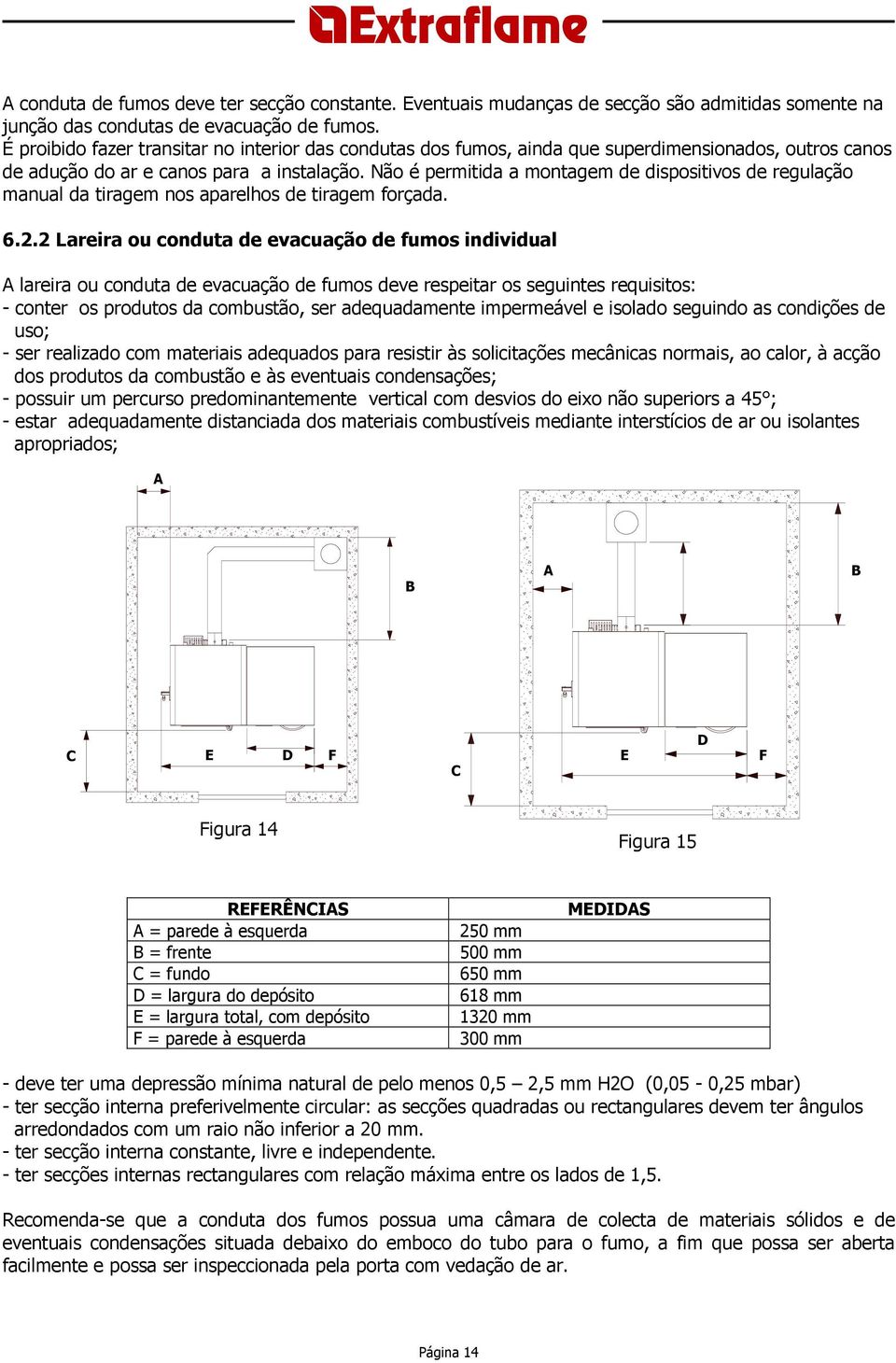 Não é permitida a montagem de dispositivos de regulação manual da tiragem nos aparelhos de tiragem forçada. 6.2.