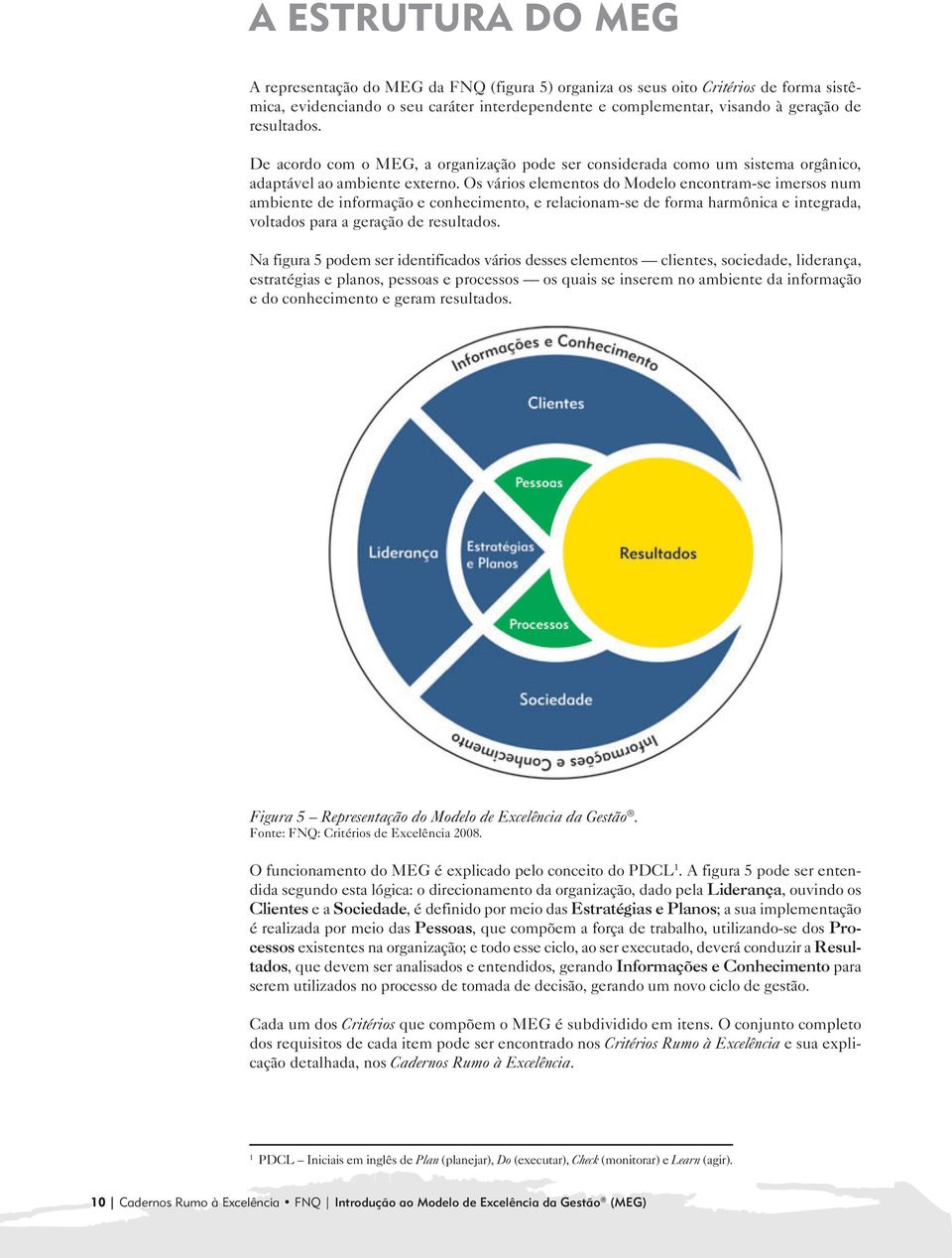 Os vários elementos do Modelo encontram-se imersos num ambiente de informação e conhecimento, e relacionam-se de forma harmônica e integrada, voltados para a geração de resultados.