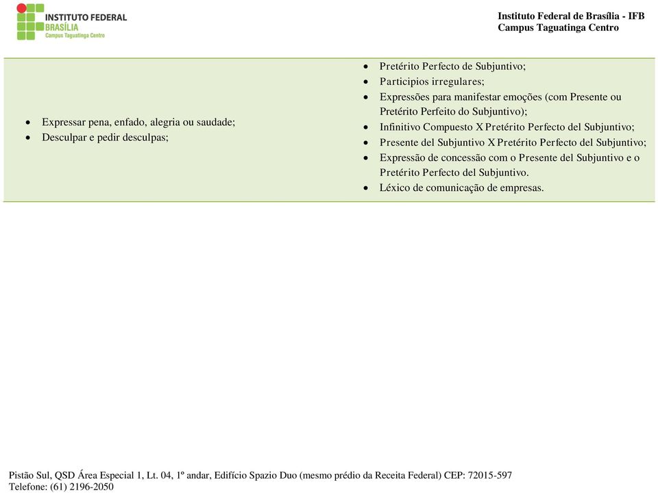 Infinitivo Compuesto X Pretérito Perfecto del Subjuntivo; Presente del Subjuntivo X Pretérito Perfecto del