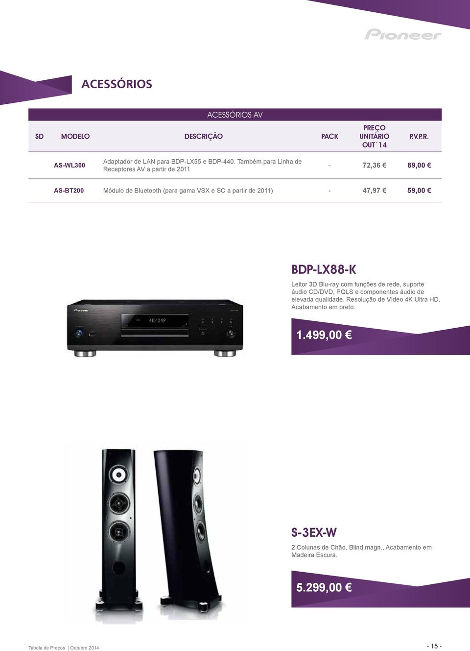 47,97 59,00 BDP-LX88-K Leitor 3D Blu-ray com funções de rede, suporte áudio CD/DVD, PQLS e componentes áudio de elevada qualidade.