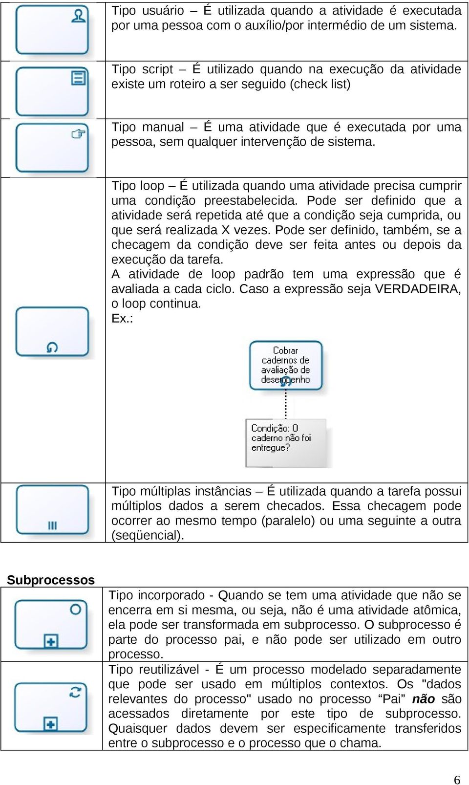 Tipo loop É utilizada quando uma atividade precisa cumprir uma condição preestabelecida.