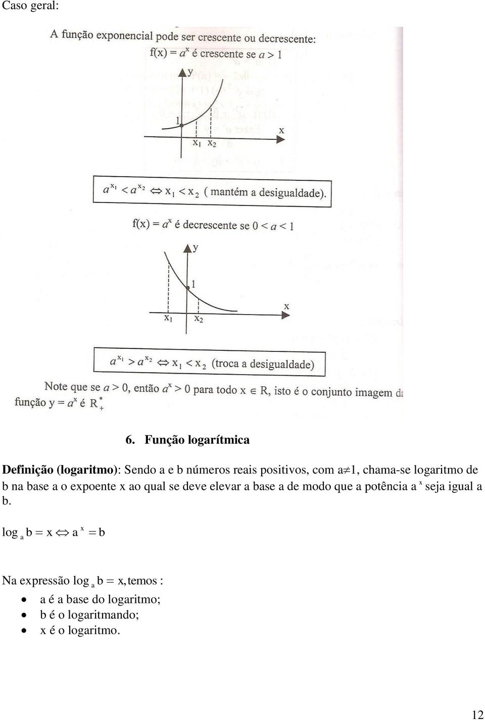 com a1, chama-se logaritmo de b na base a o epoente ao qual se deve elevar a