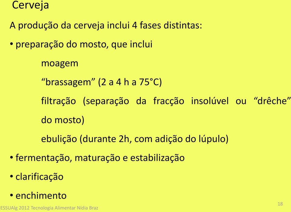 da fracção insolúvel ou drêche do mosto) ebulição (durante 2h, com adição