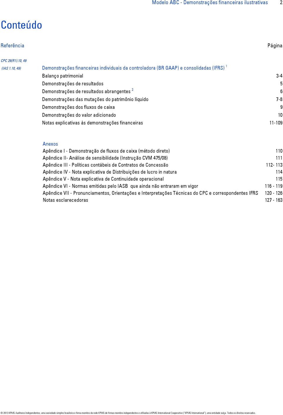 Demonstrações das mutações do patrimônio líquido 7-8 Demonstrações dos fluxos de caixa 9 Demonstrações do valor adicionado 10 11-109 Anexos Apêndice I - Demonstração de fluxos de caixa (método