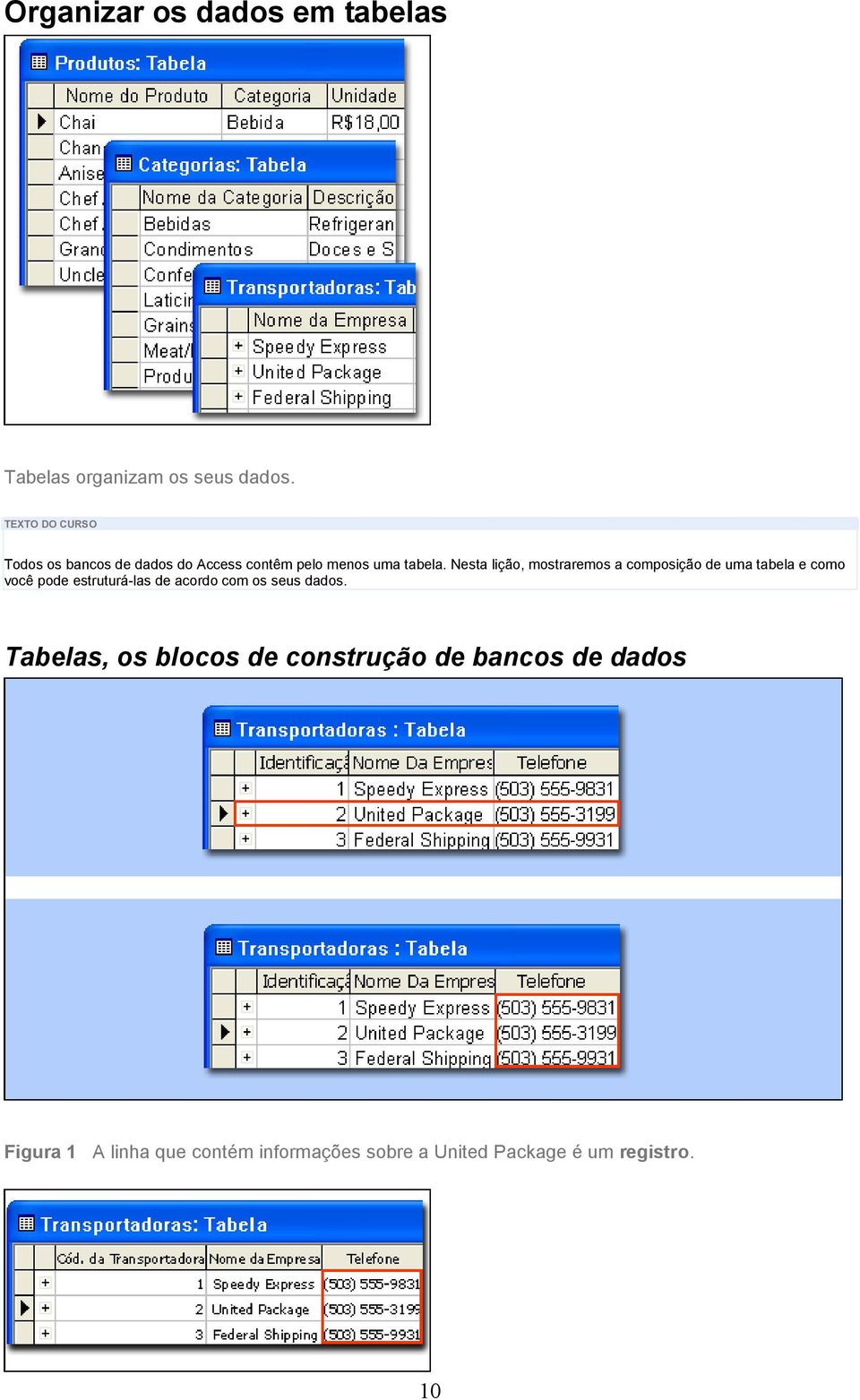 Nesta lição, mostraremos a composição de uma tabela e como você pode estruturá-las de acordo com