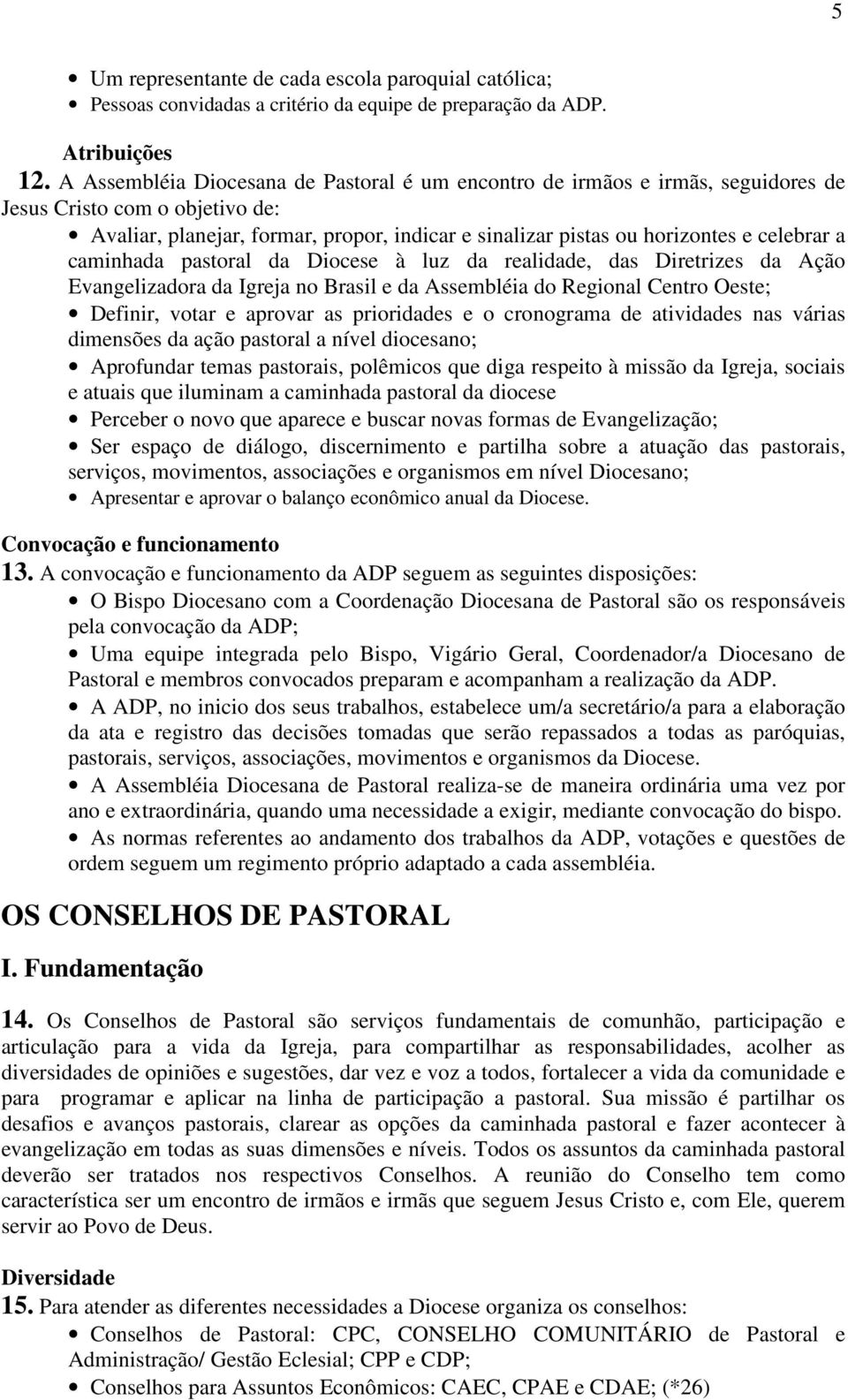 celebrar a caminhada pastoral da Diocese à luz da realidade, das Diretrizes da Ação Evangelizadora da Igreja no Brasil e da Assembléia do Regional Centro Oeste; Definir, votar e aprovar as