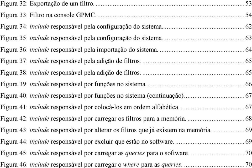 ... 65 Figura 38: include responsável pela adição de filtros.... 65 Figura 39: include responsável por funções no sistema.... 66 Figura 40: include responsável por funções no sistema (continuação).