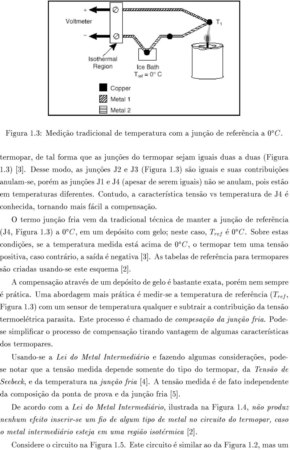 Contudo, a caracterstica tens~ao vs temperatura de J4 e conhecida, tornando mais facil a compensac~ao. O termo junc~ao fria vem da tradicional tecnica de manter a junc~ao de refer^encia (J4, Figura 1.