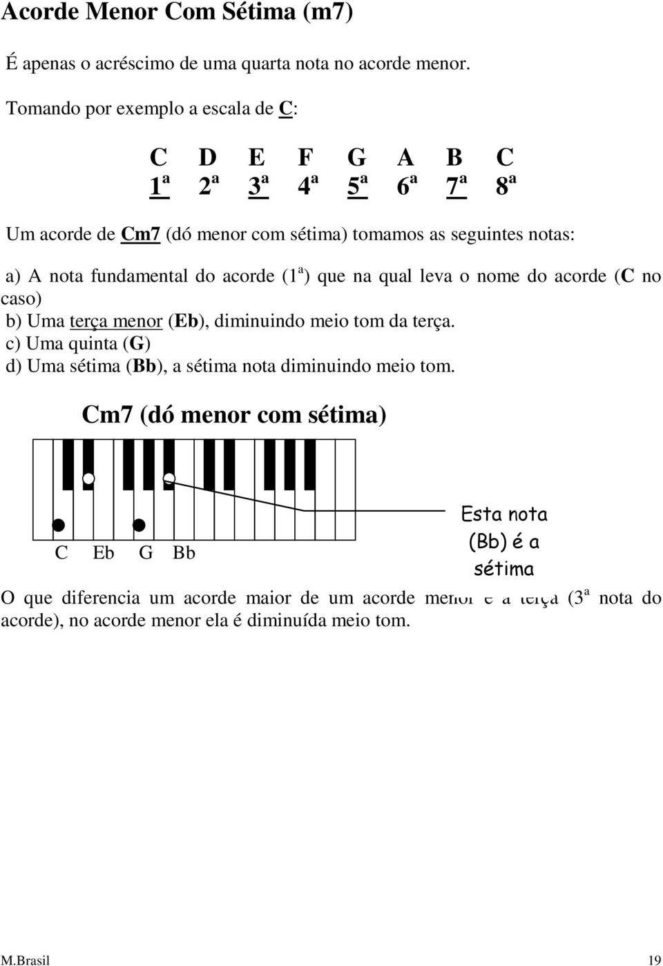 fundamental do acorde (1 a ) que na qual leva o nome do acorde (C no caso) b) Uma terça menor (Eb), diminuindo meio tom da terça.