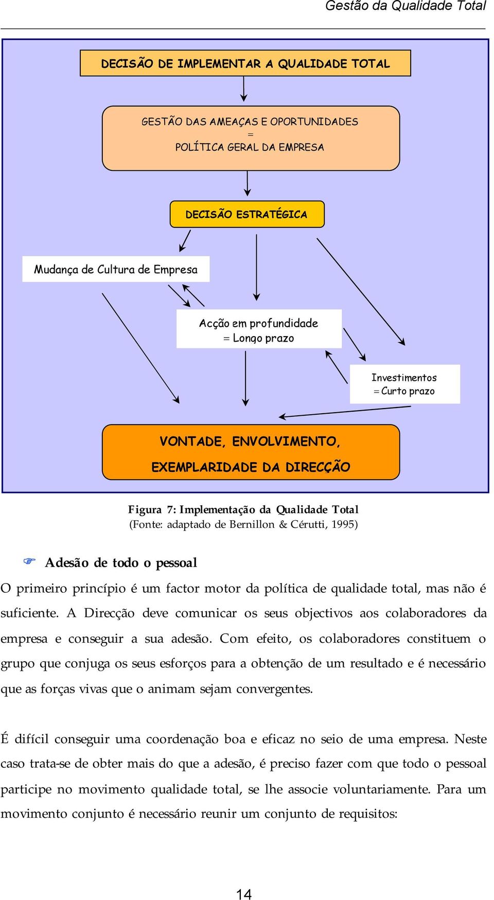 um factor motor da política de qualidade total, mas não é suficiente. A Direcção deve comunicar os seus objectivos aos colaboradores da empresa e conseguir a sua adesão.