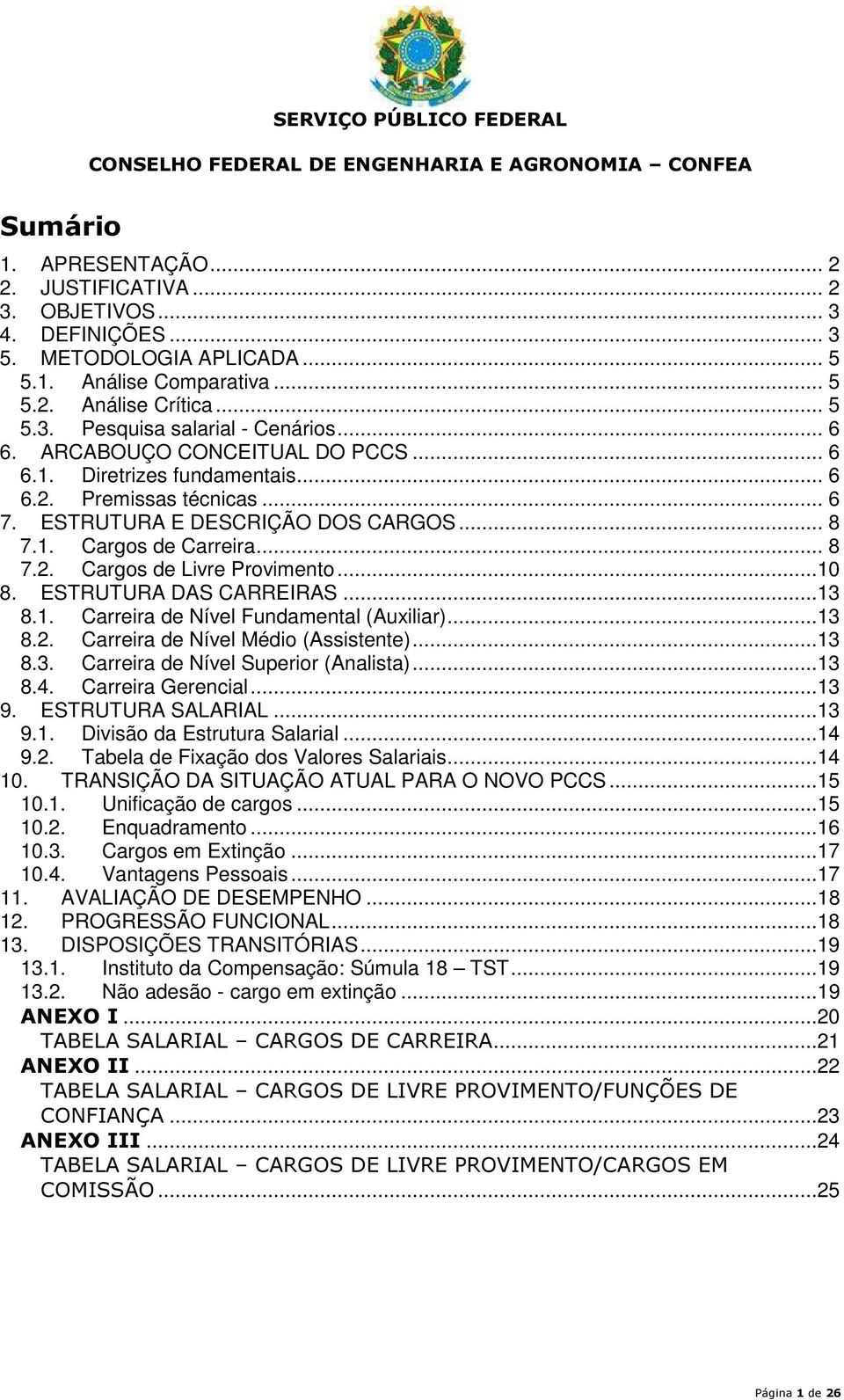 ..10 8. ESTRUTURA DAS CARREIRAS...13 8.1. Carreira de Nível Fundamental (Auxiliar)...13 8.2. Carreira de Nível Médio (Assistente)...13 8.3. Carreira de Nível Superior (Analista)...13 8.4.