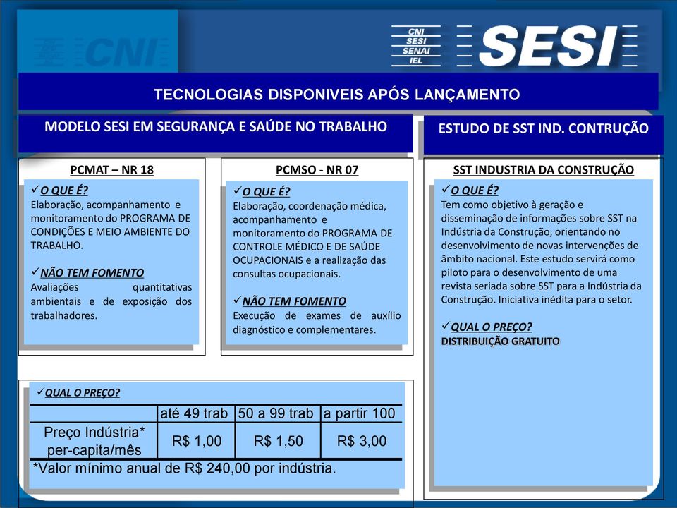 NÃO TEM FOMENTO Avaliações quantitativas ambientais e de exposição dos trabalhadores.